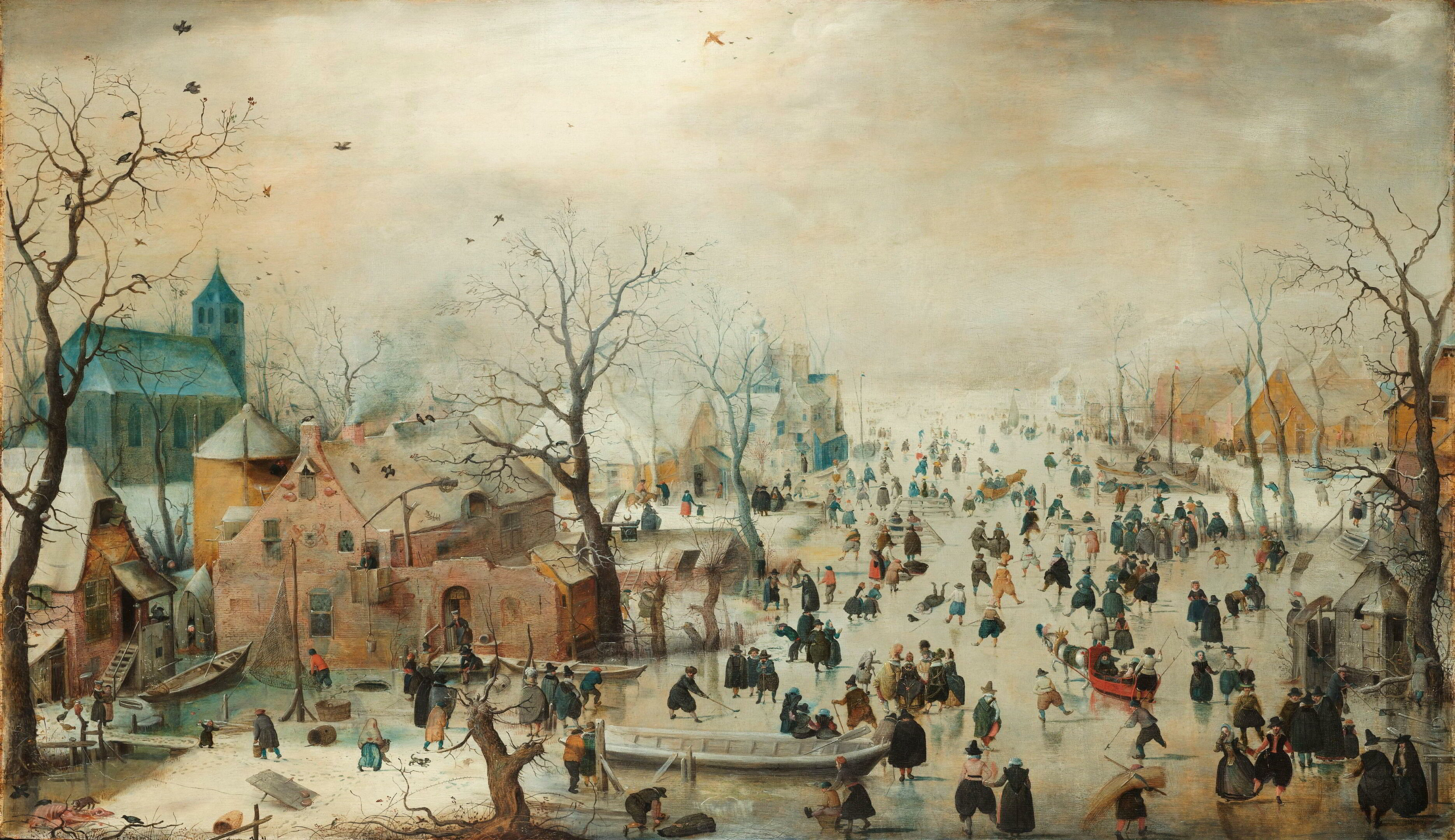 Avercamp Winter Landscape with Ice Skaters 3740x2160