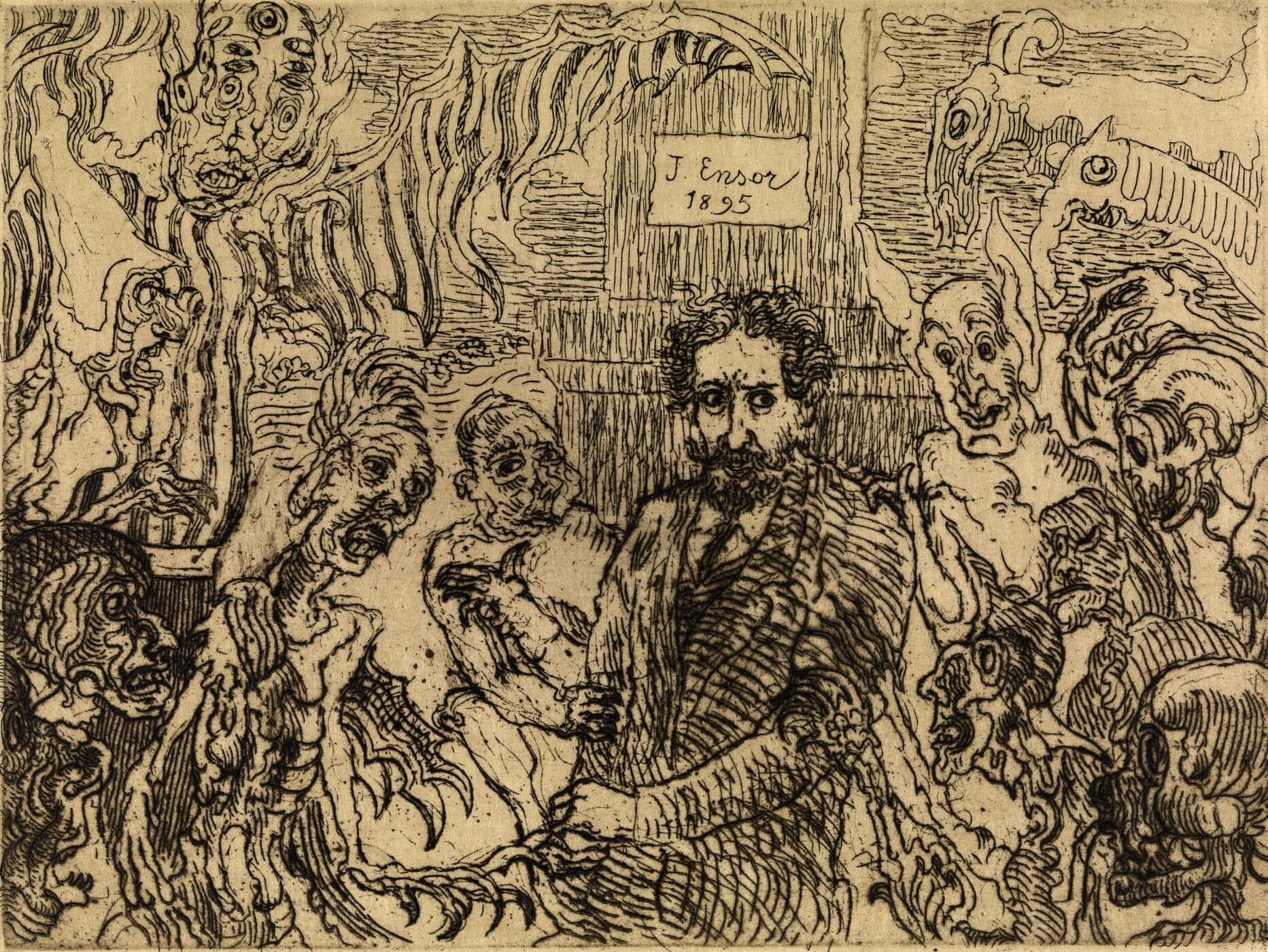 James Ensor Demons Taunting Me 1895 etching 11 8 x 15 8 cm Museum of Fine Arts Ghent