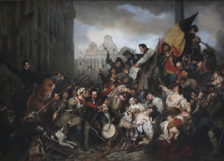 1920px Wappers Episodes from September Days 1830 on the Place de l Hôtel de Ville in Brussels