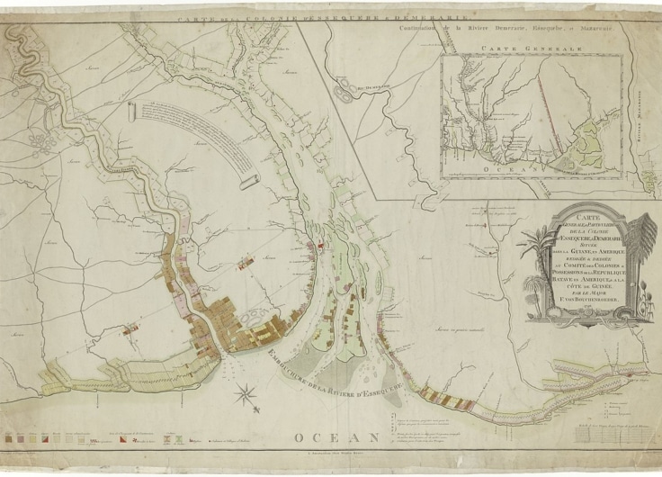 Carte Generale et Particuliere de la Colonie d Essequebe et Demerary située dans la Guiane en Amerique etc