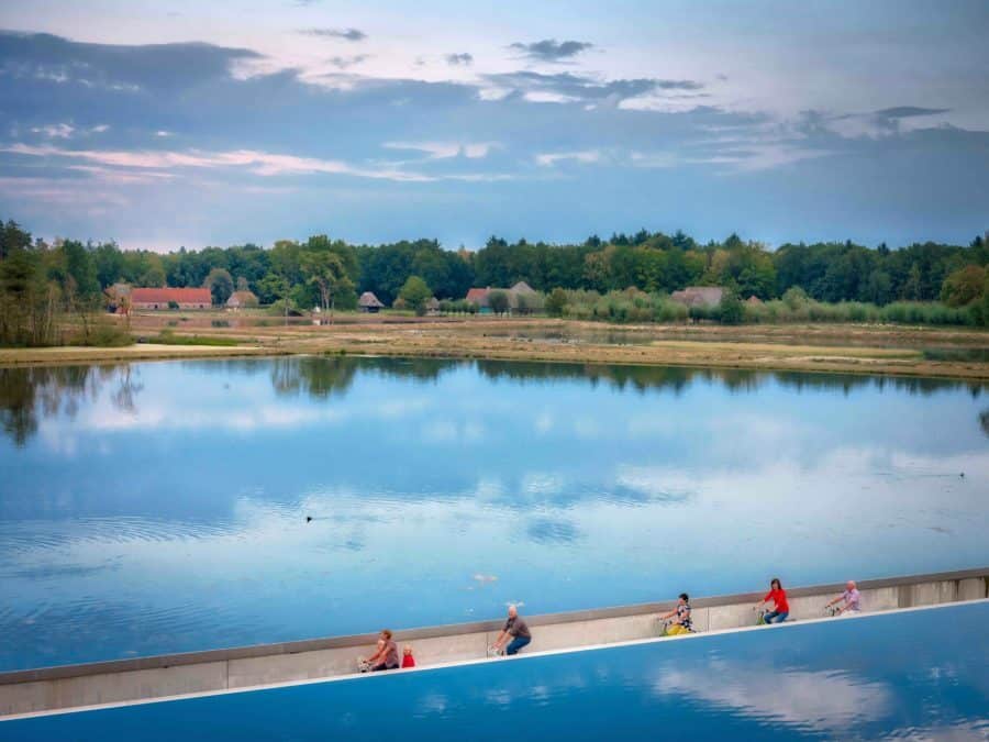 Fietsen door het water