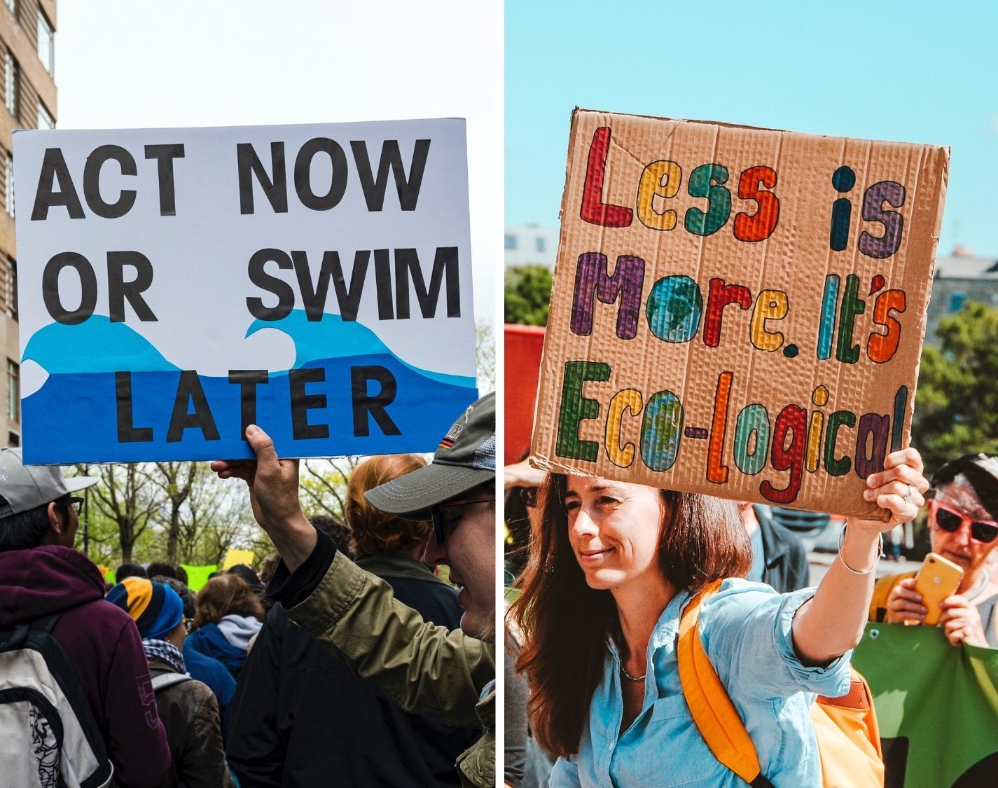 Ludieke protestborden tijdens een klimaatbetoging Unsplash