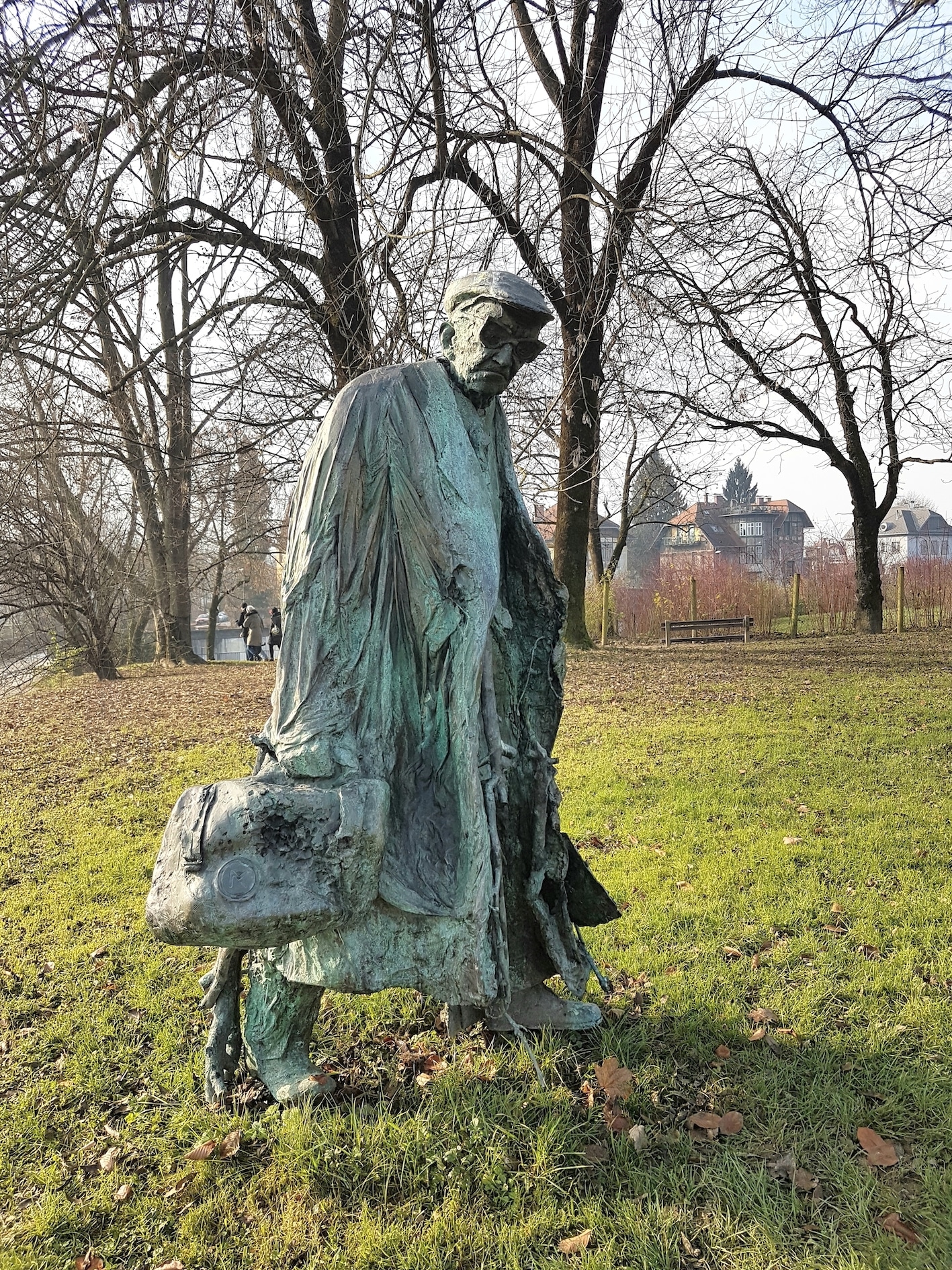 The bronze statue of the writer boris pahor in ljubljana